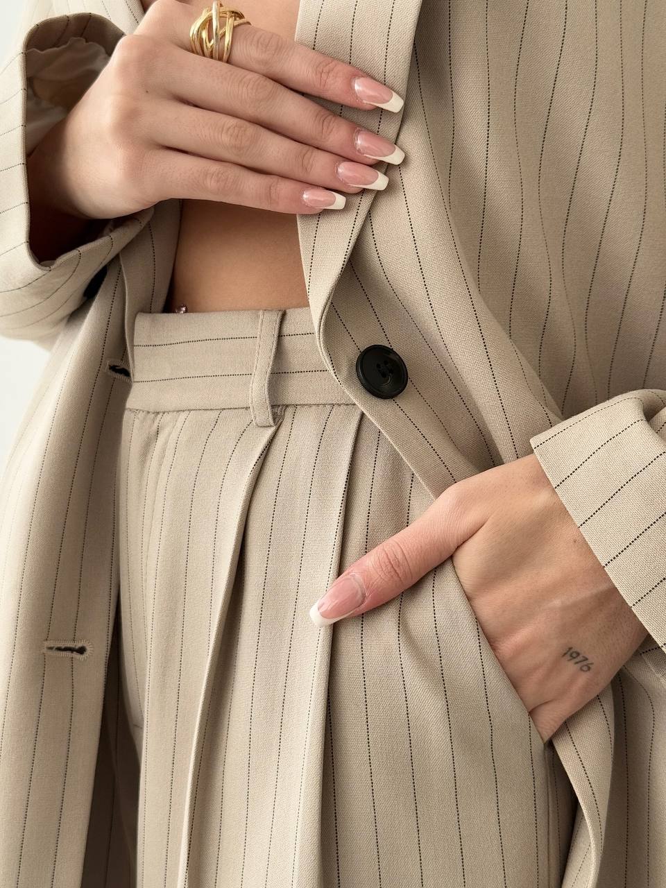Quzu blazer beige stripe