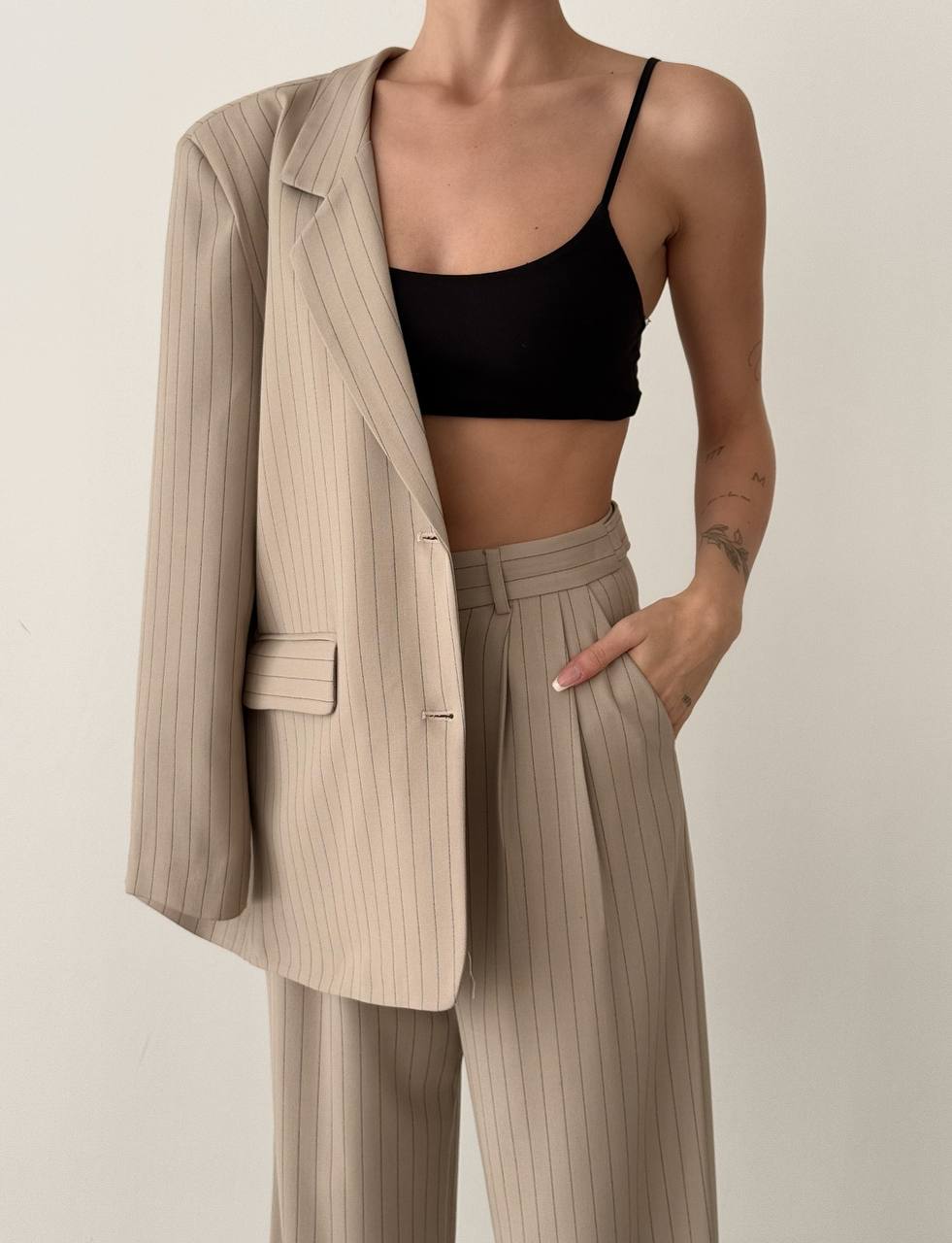 Quzu blazer beige stripe