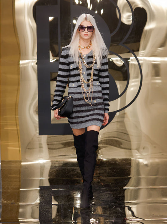 Babylon dress grey stripe