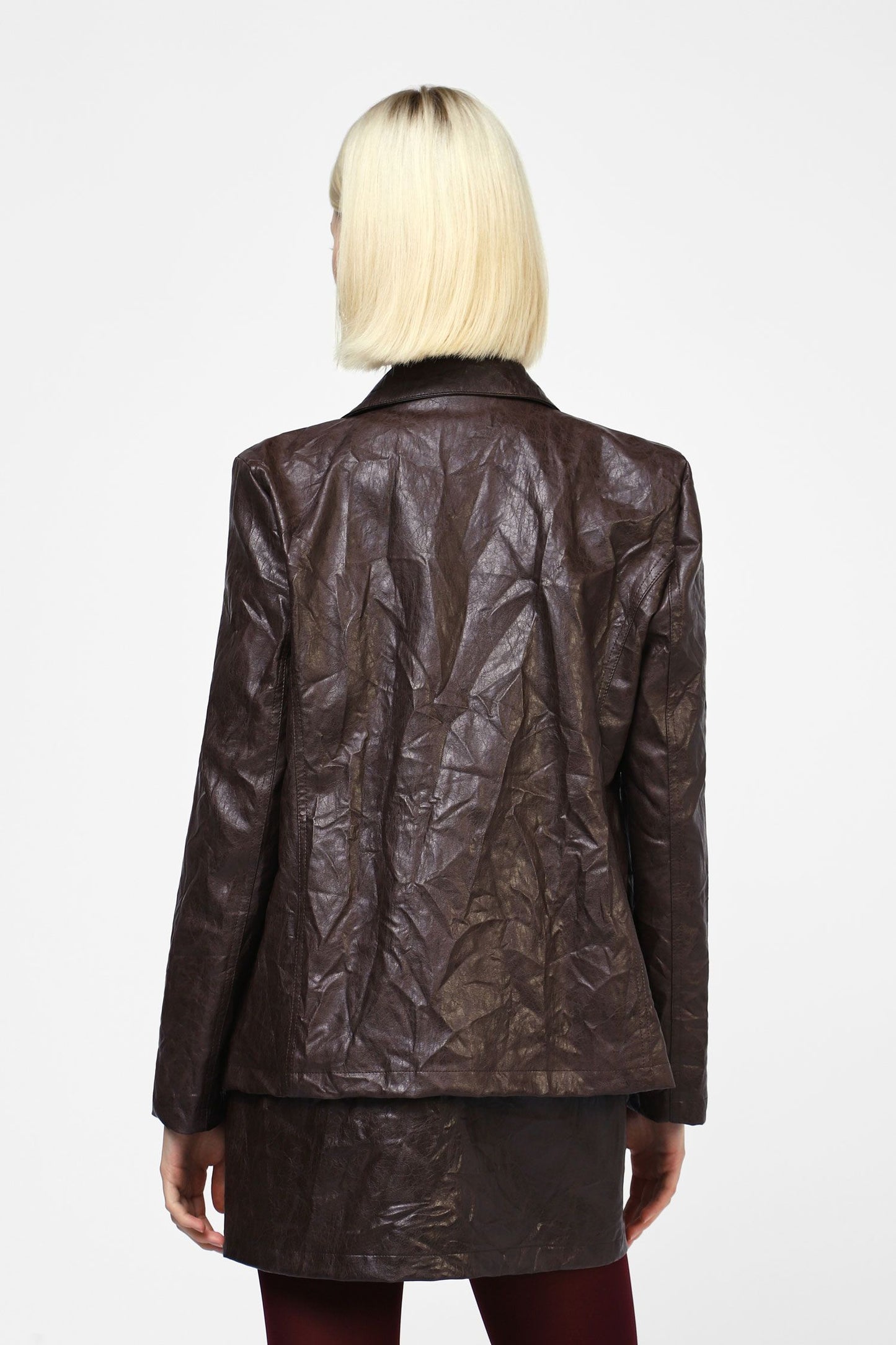 Dixie leatherlook blazer chocolade