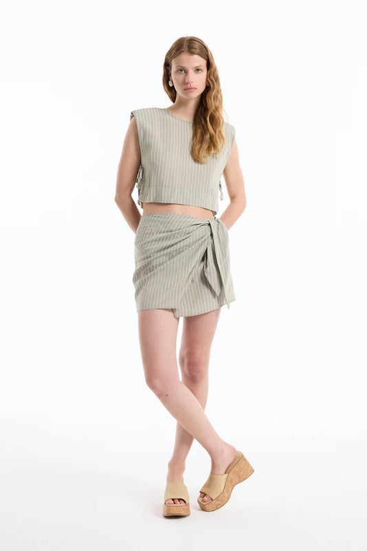 Quzu skirt mini olive stripe