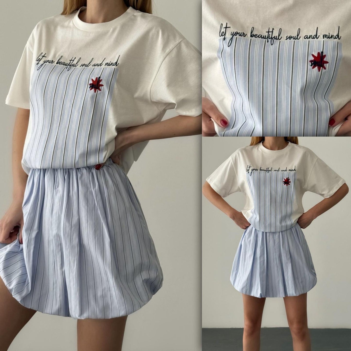 Quzu t’shirt white blu