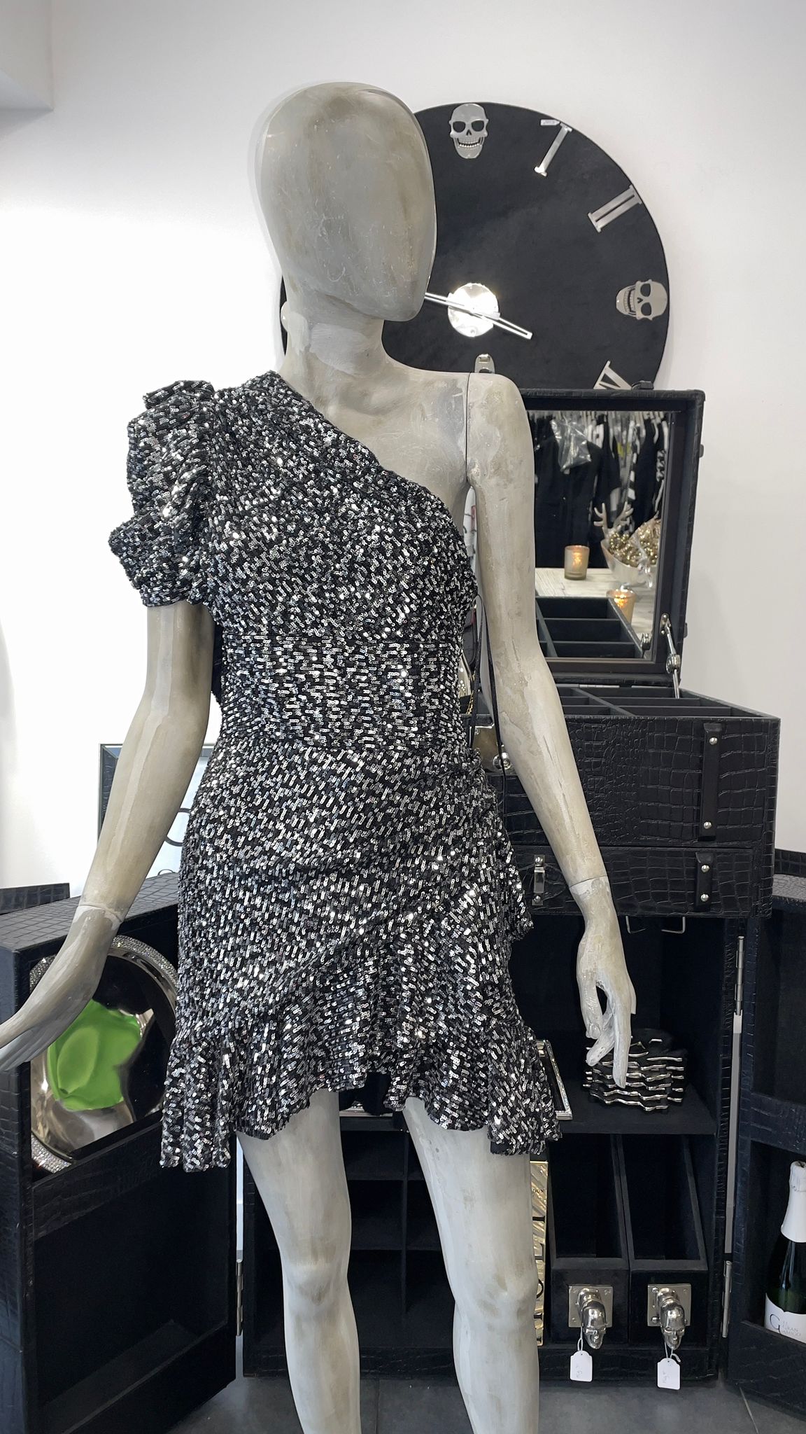 Babylon Dress Silver / Black pailletten