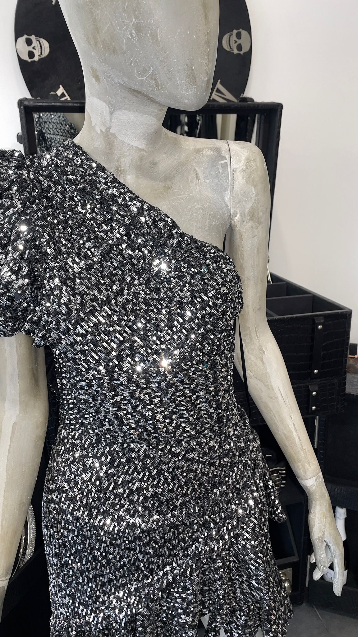 Babylon Dress Silver / Black pailletten