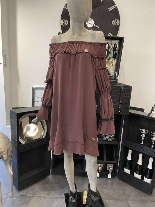 Babylon Dress off shoulder Bordo