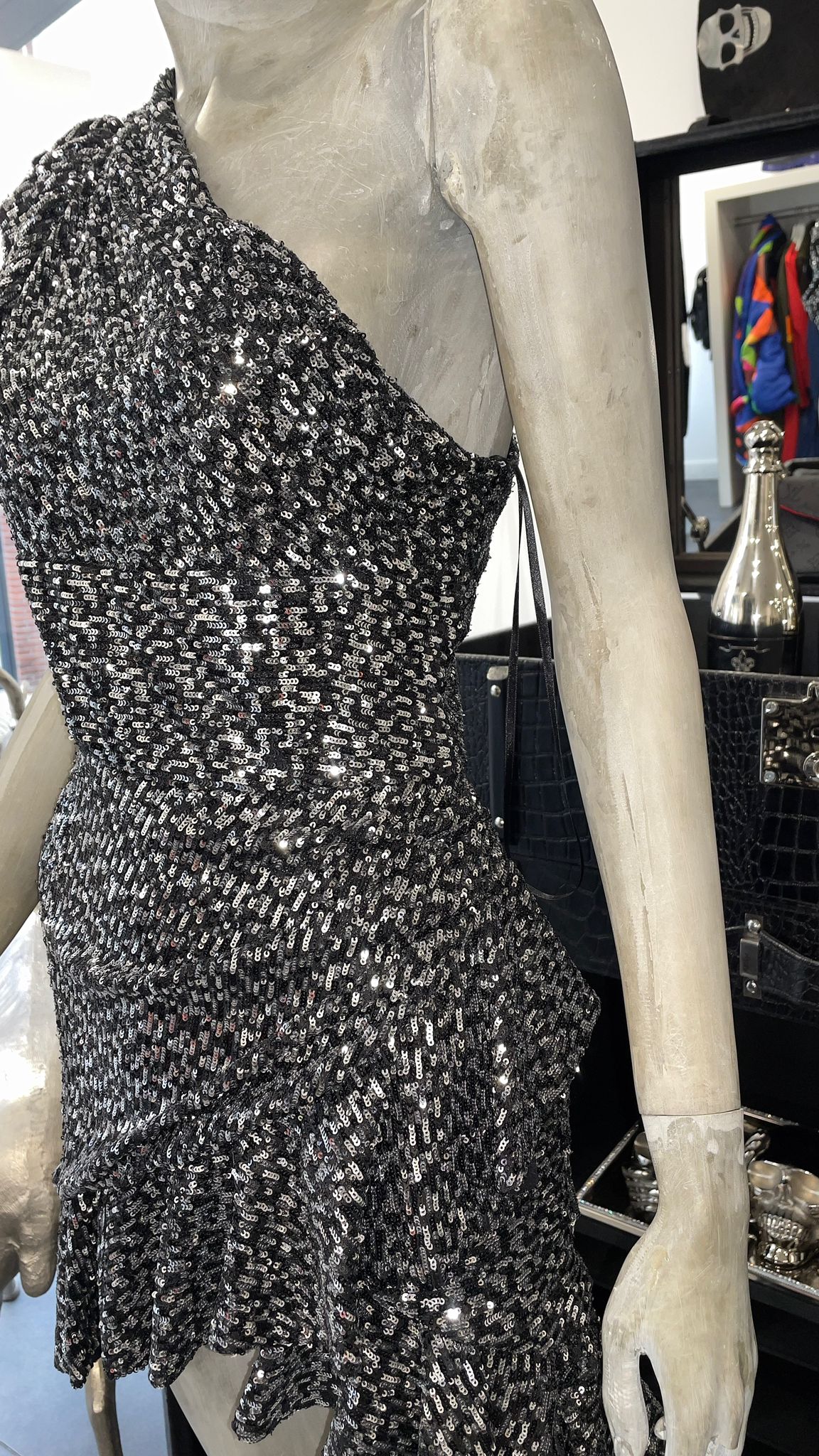 Babylon Dress Silver / Black pailletten