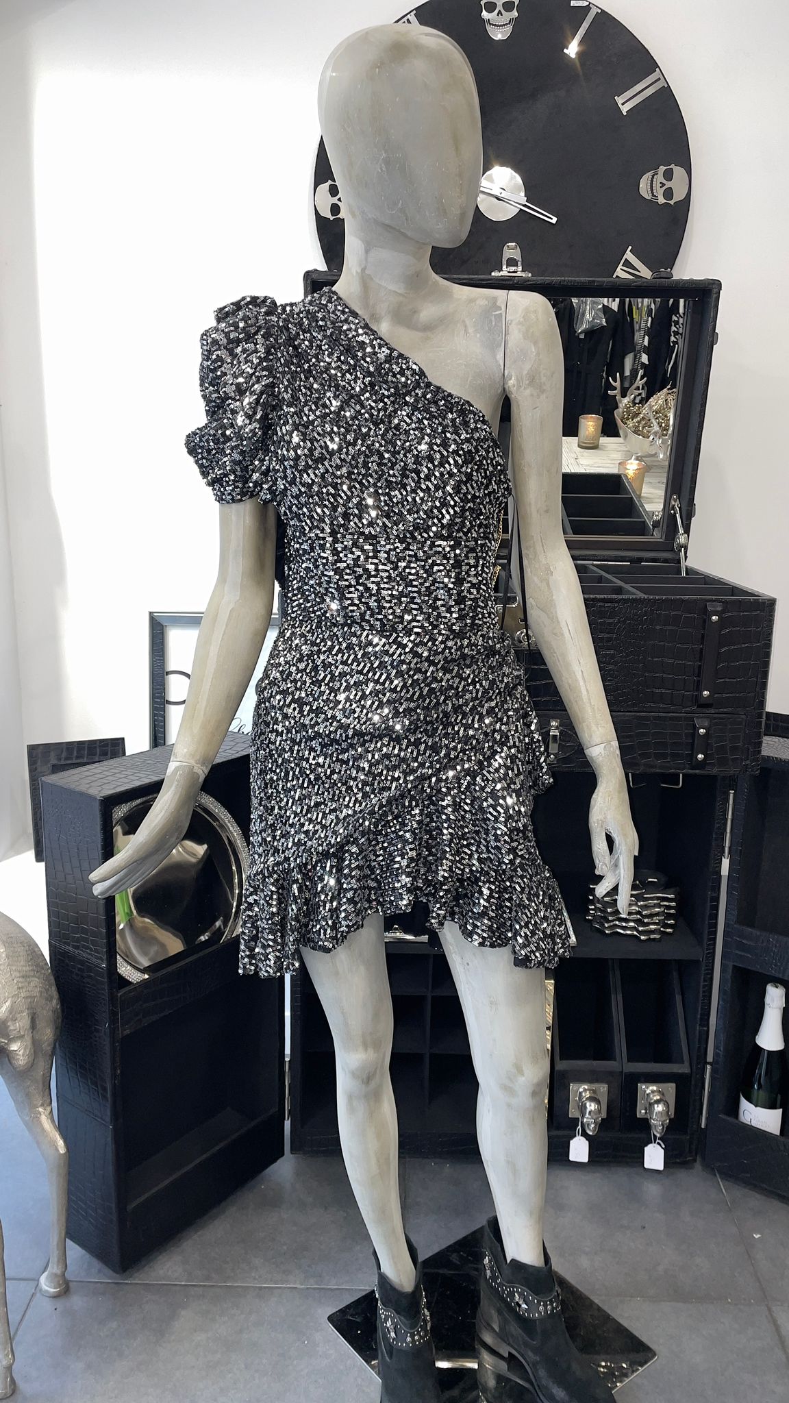 Babylon Dress Silver / Black pailletten