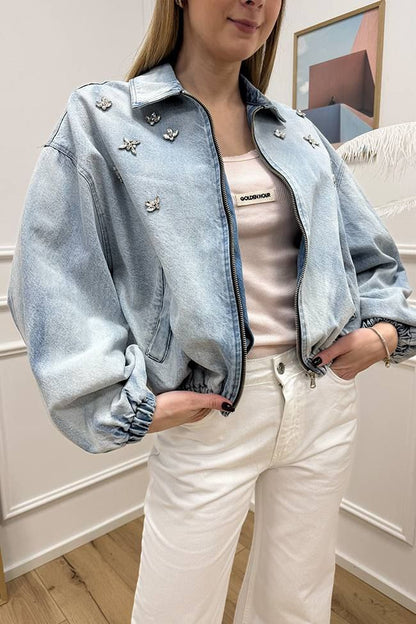 Tensione in jeans bomber
