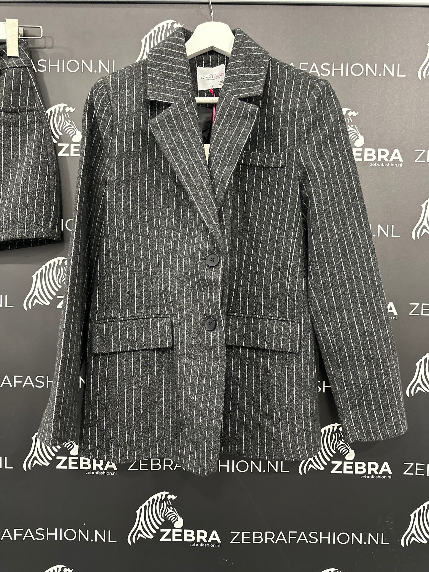 Quzu blazer grey stripe