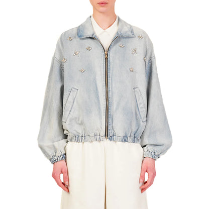 Tensione in jeans bomber