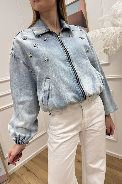 Tensione in jeans bomber