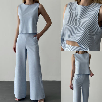 Quzu top blu stripes
