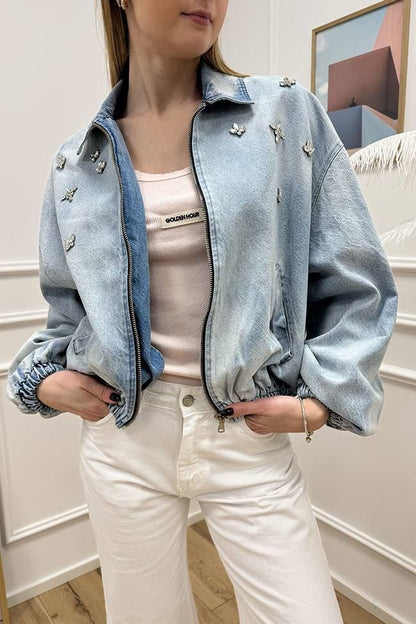 Tensione in jeans bomber