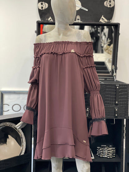 Babylon Jurk off-shoulder Bordo