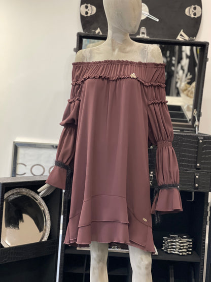 Babylon Jurk off-shoulder Bordo